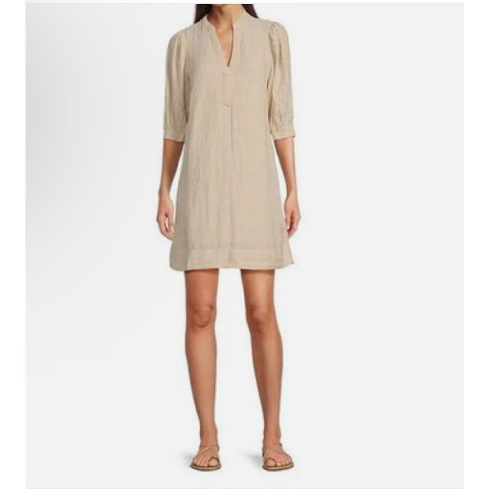 Lilly Pulitzer Mialeigh 100% linen shift dress color sand 6